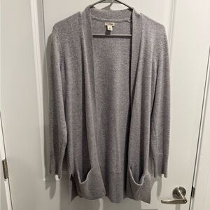 L.L. Bean 100% Cashmere Long Open Cardigan Small Gray